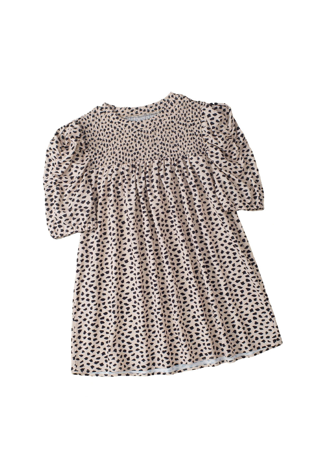 Leopard Ruched Puff Sleeve Blouse