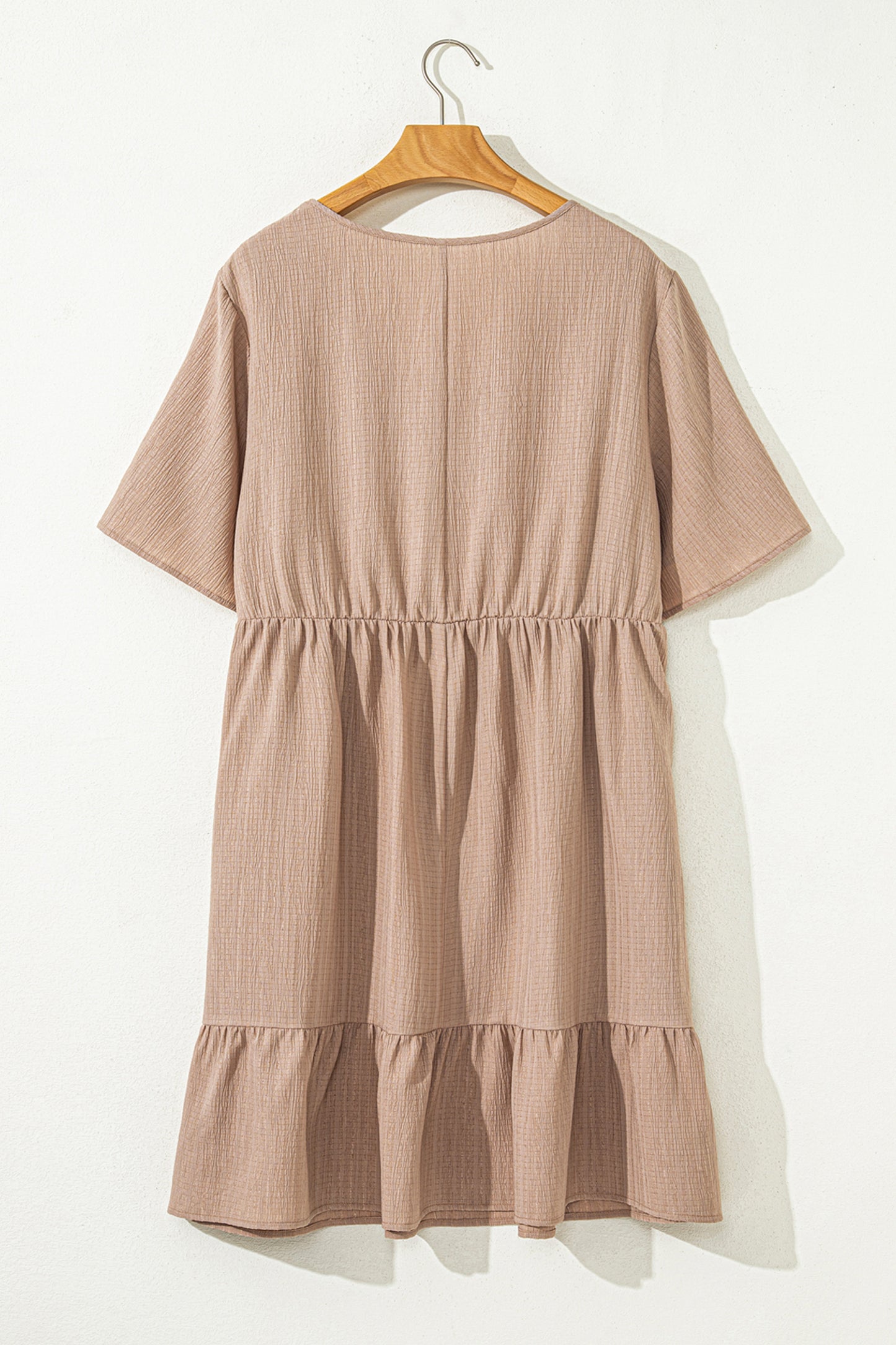 Plus Size Textured Ruffle Short Sleeve Dress