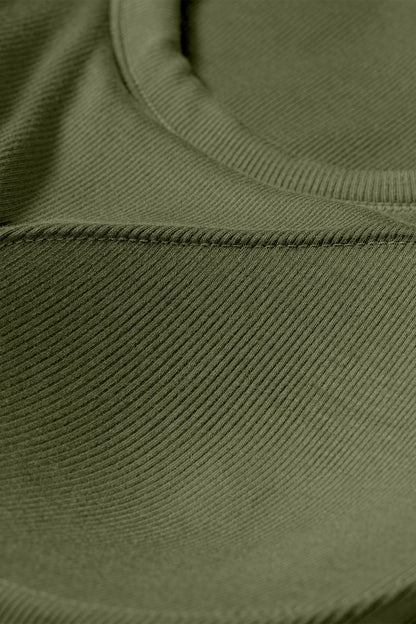 Solid Ribbed Knit Padded Tank Top