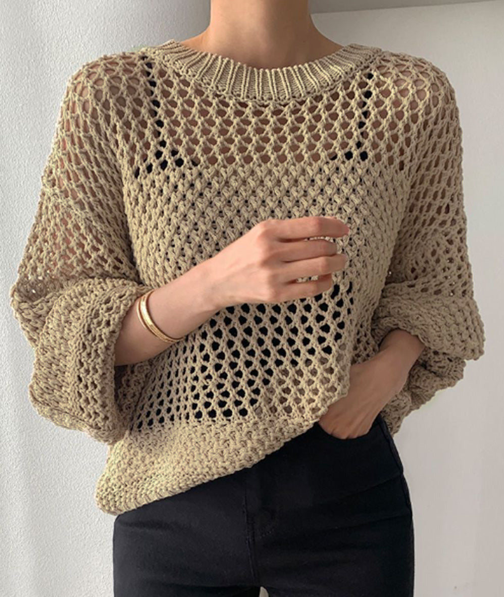 Hollowed Out Long Sleeve Sweater