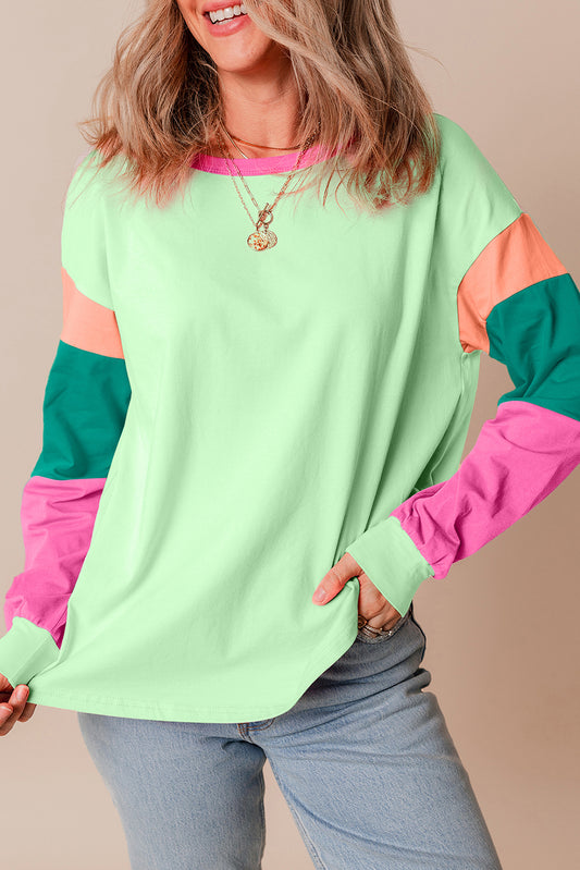 Colorblock Patchwork Long Sleeve Top