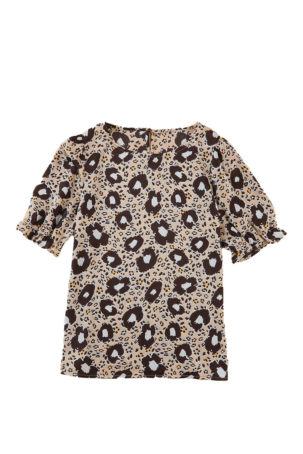 Leopard Short Puff Sleeve Blouse