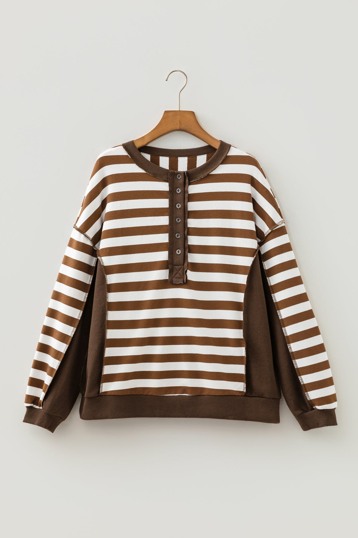 Stripe Exposed Seam Colorblock Patchwork Sweatshirt