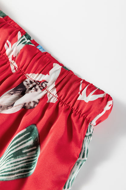 Christmas Bow Ruffle Trim Top and Shorts Pajama Set