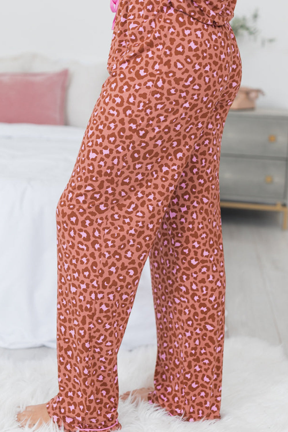 Leopard Shirt and Pants Pajama Set