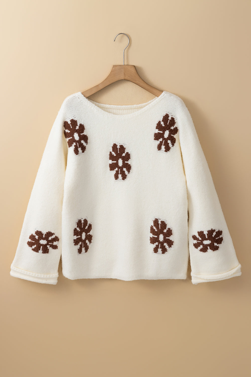 Floral Wide Sleeve Boatneck Sweater