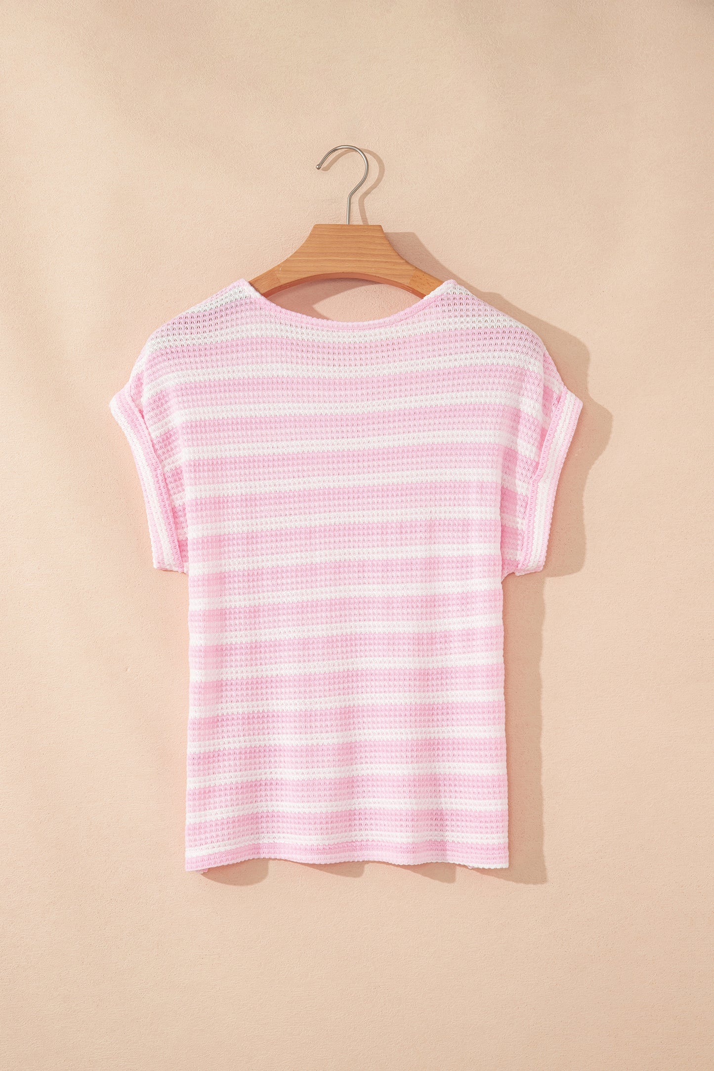 Stripe Waffle Knit Short Sleeve T-Shirt