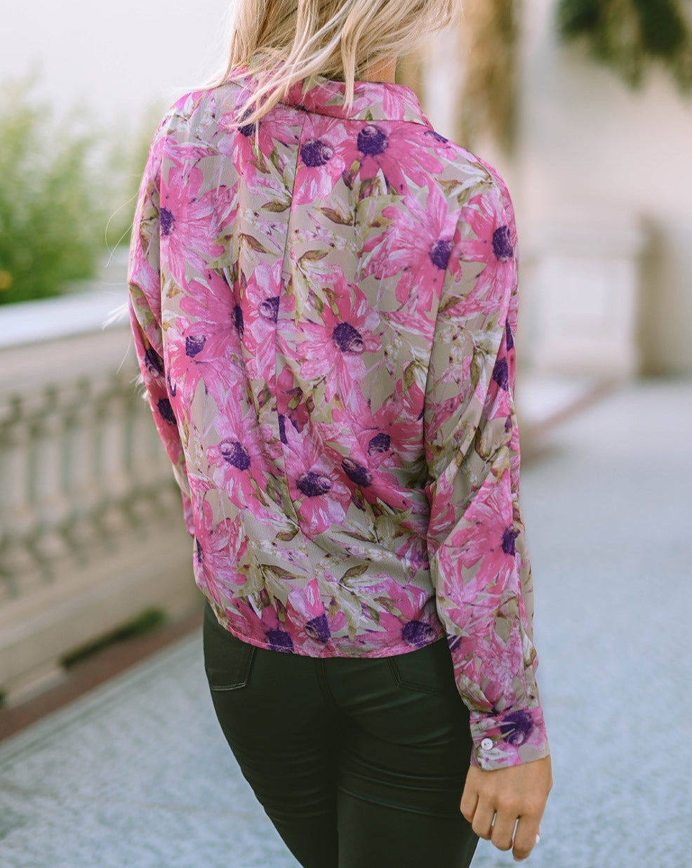 Floral Button-Up Puff Sleeve Shirt