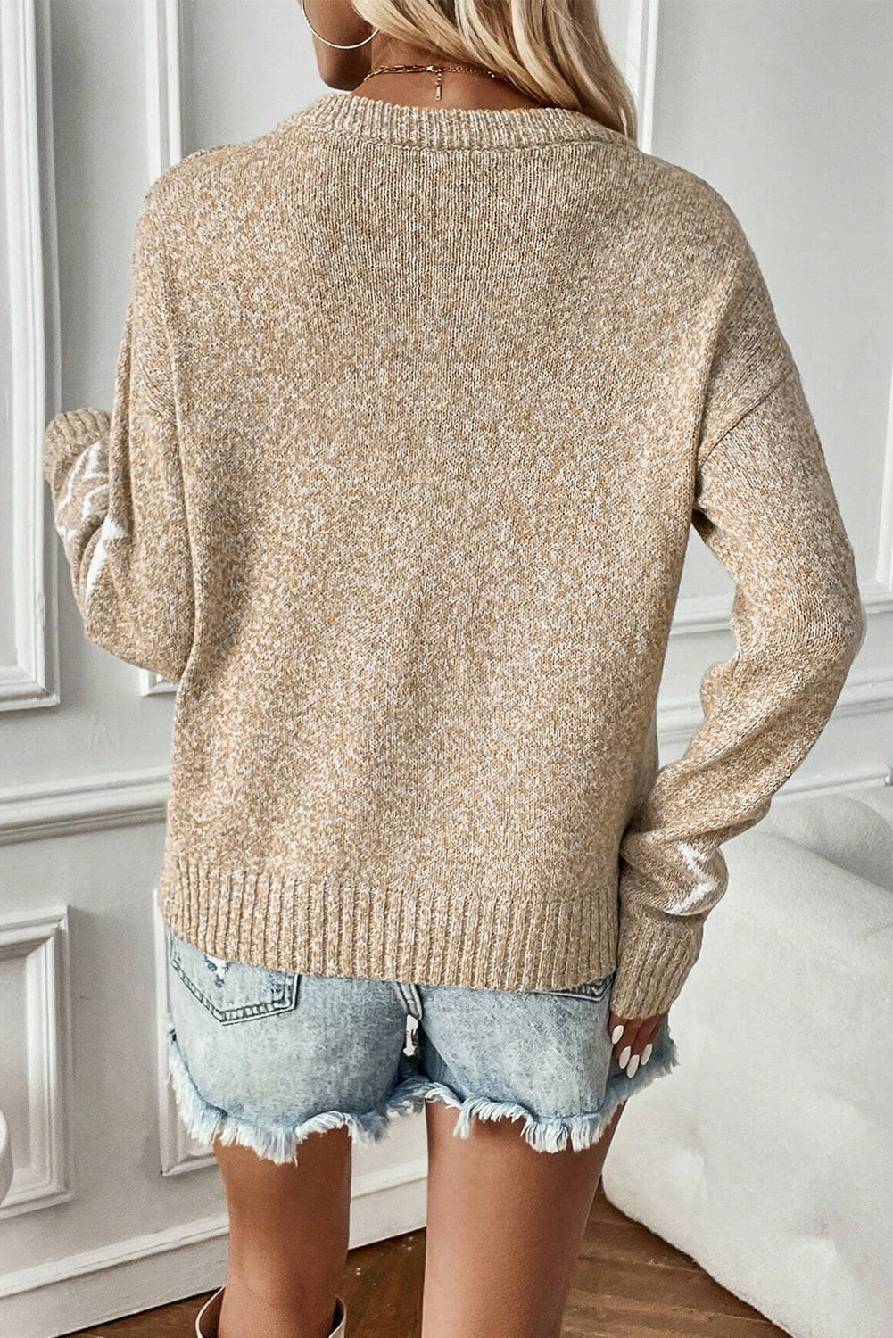 Plus Size Star Drop Shoulder Sweater