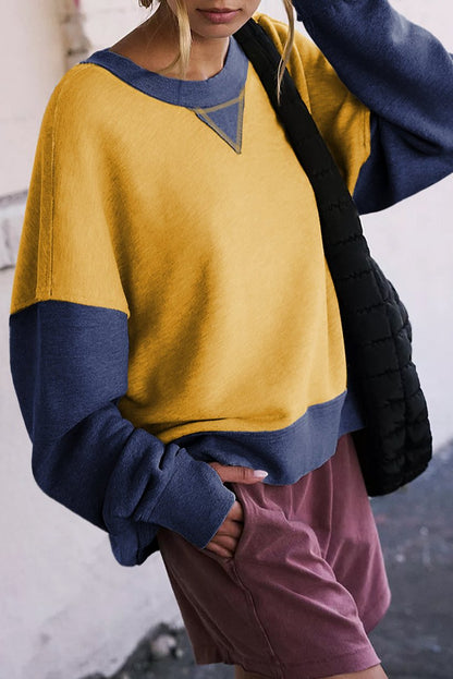 Colorblock Thumbhole Sleeve Sweatshirt