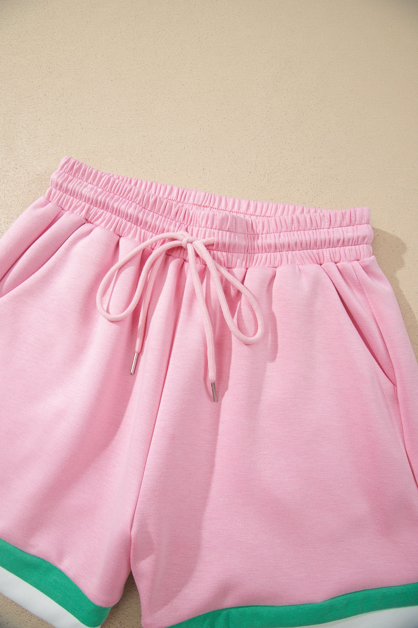 Stripe Trim T-Shirt & Drawstring Shorts Set