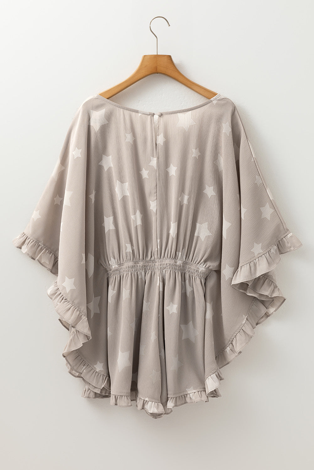 Star Crinkle Textured Kimono Ruffle Sleeve Romper