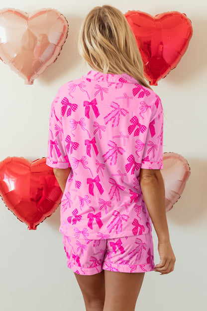 Valentine Bow Shirt and Shorts Pajamas Set