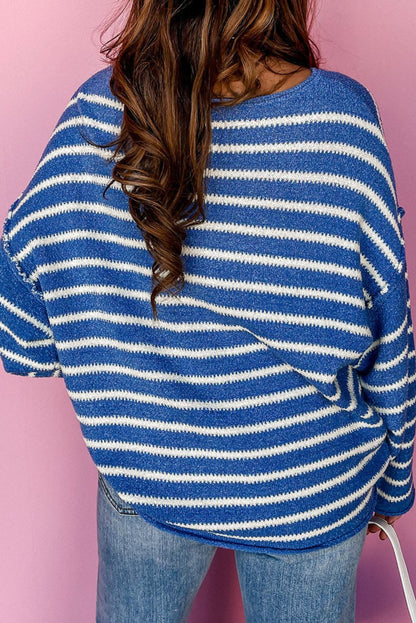 Stripe Drop Shoulder Sweater Plus Size