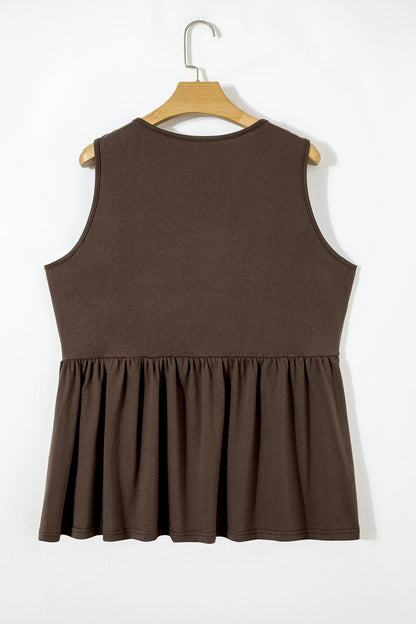 Plus Size Solid Bow-Tie Peplum Tank Top