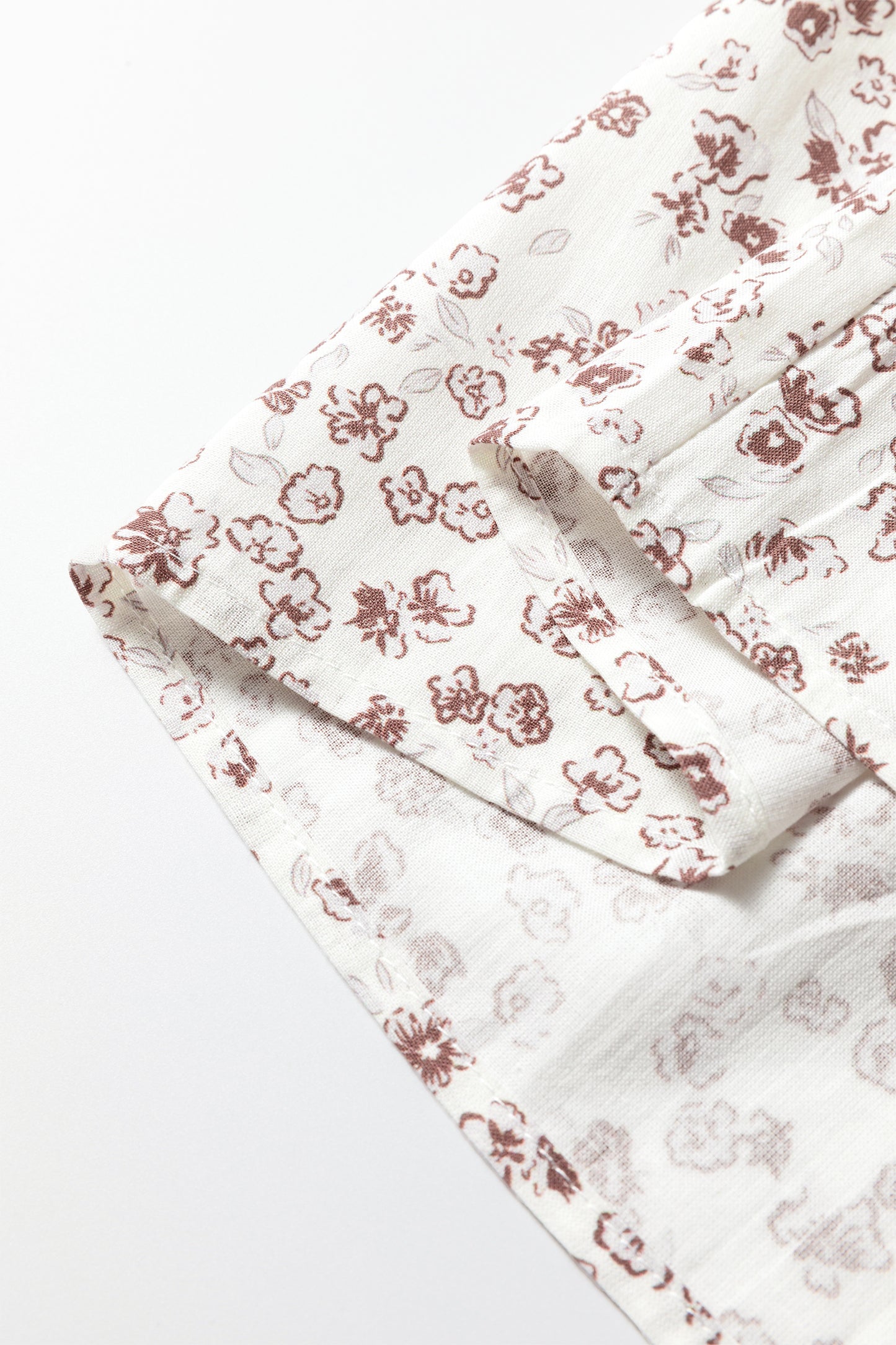 Floral Bow Tie Front Flounce Long Sleeve Blouse