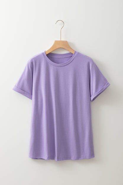Solid Short Sleeve Crew Neck Tee