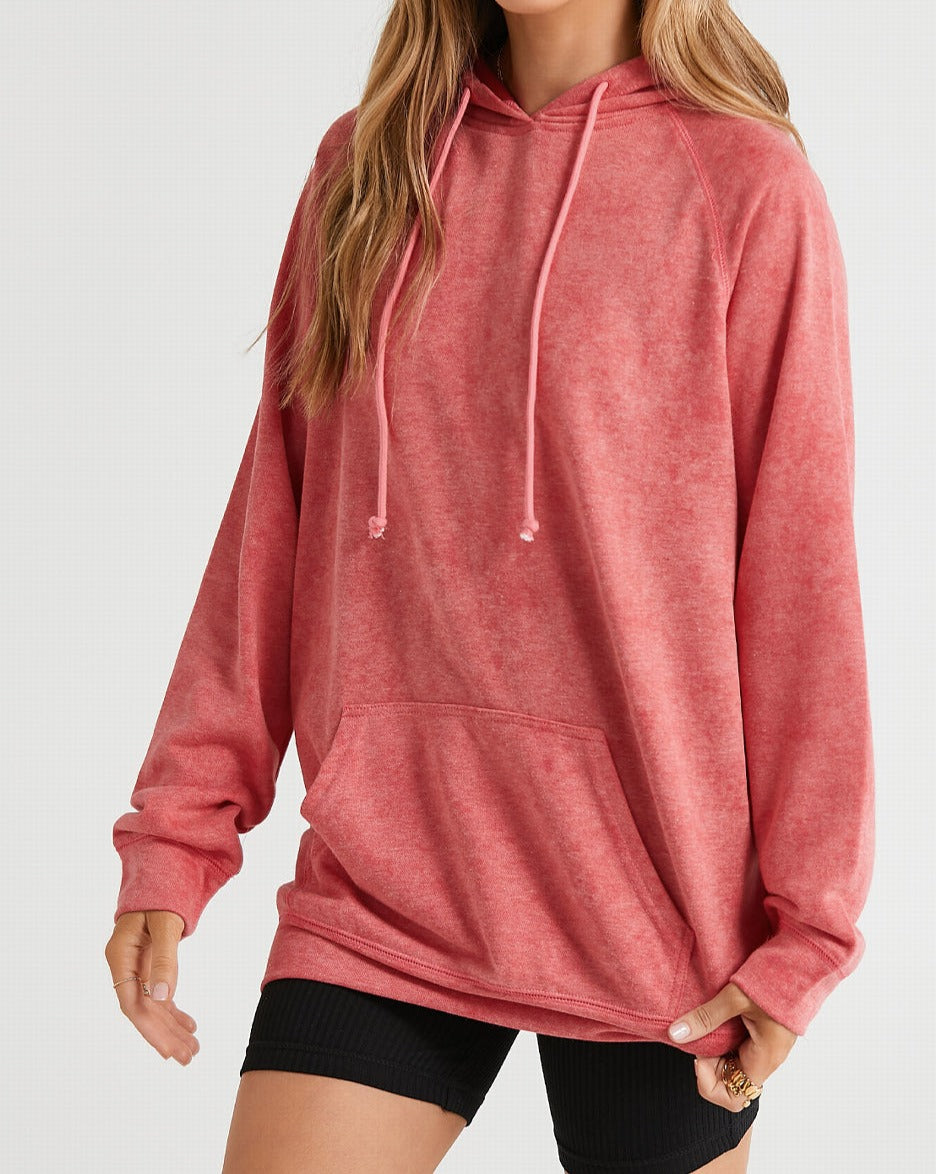 Mineral Wash Pullover Pocketed Hoodie