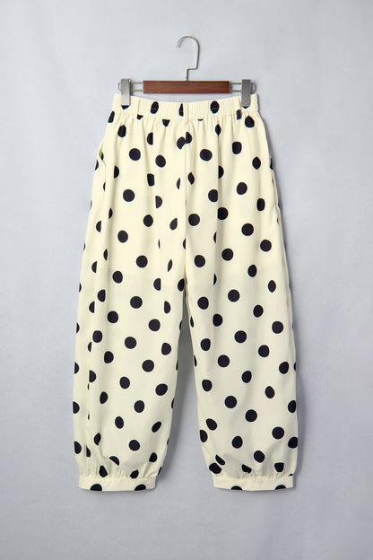 Polka Dot Pleated High Waist Harem Pants