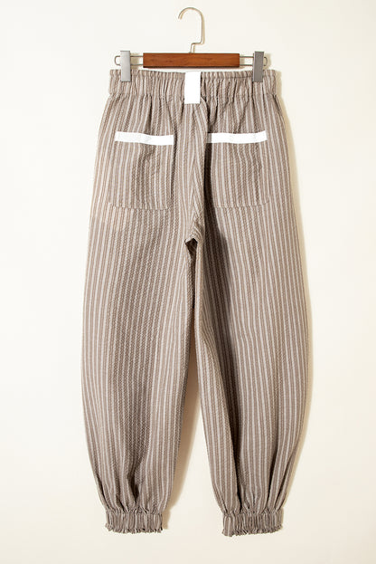 Stripe Drawstring Cargo Pocket Jogger Pants