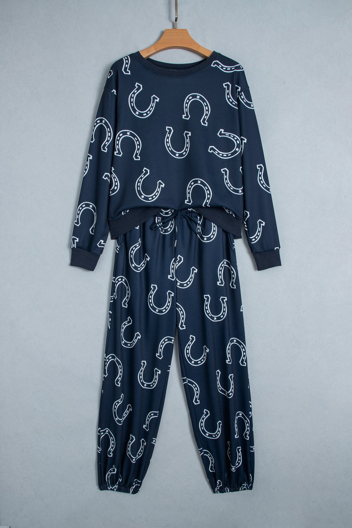 Western Horseshoe Sweatshirt & Elastic Waist Pants Set