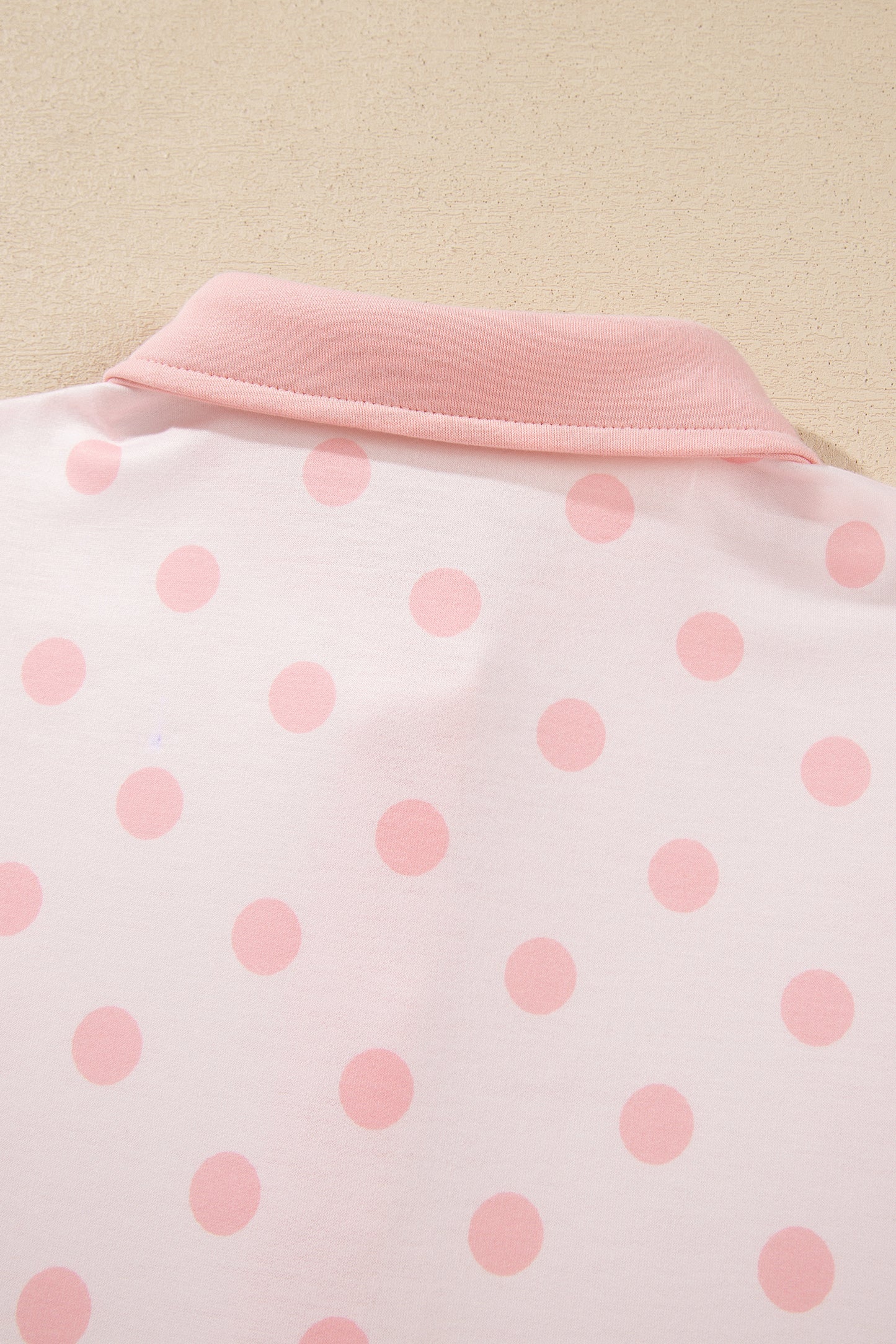 Polka Dot Polo Pullover & Elastic Waist Shorts Set
