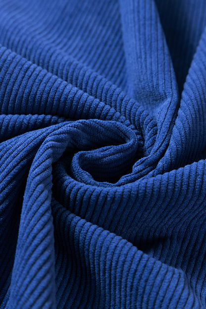 Solid Ribbed Corduroy Long Sleeve Oversized Sweatshirt