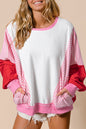 Stripe Batwing Sleeve Pocketed Sweatshirt