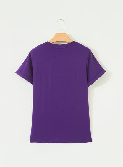 Solid Short Sleeve Crew Neck Tee