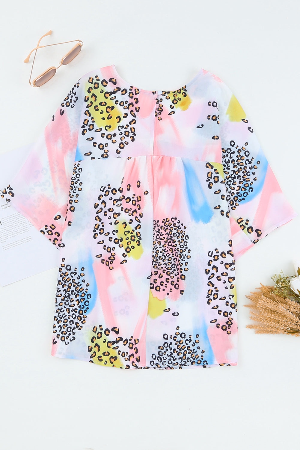 Leopard Watercolor Short Sleeve Top