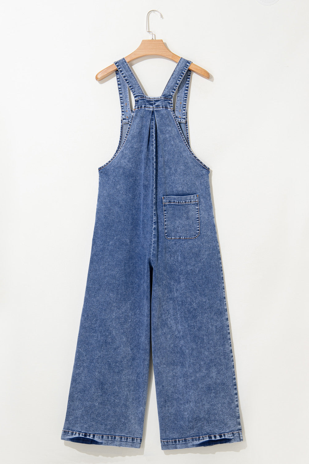 Denim Wash Wide Leg  Overalls