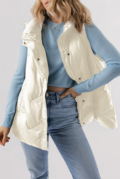 Quilted Sleeveless Zipped Jacket Vest