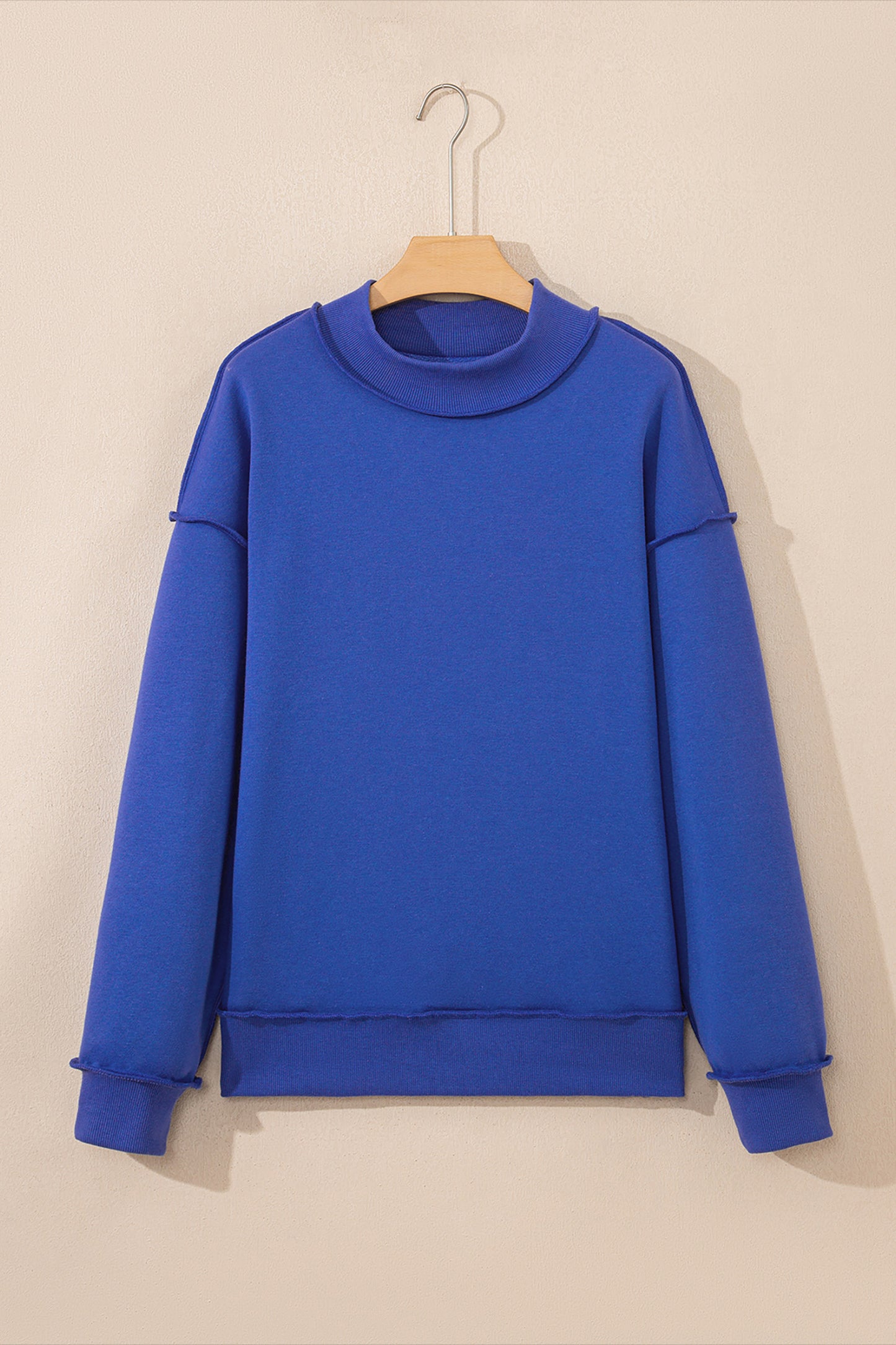 Solid Mock Neck Drop Shoulder Oversize Sweatshirt