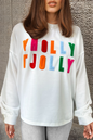 Holly Jolly Embroidered Sweatshirt Plus Size