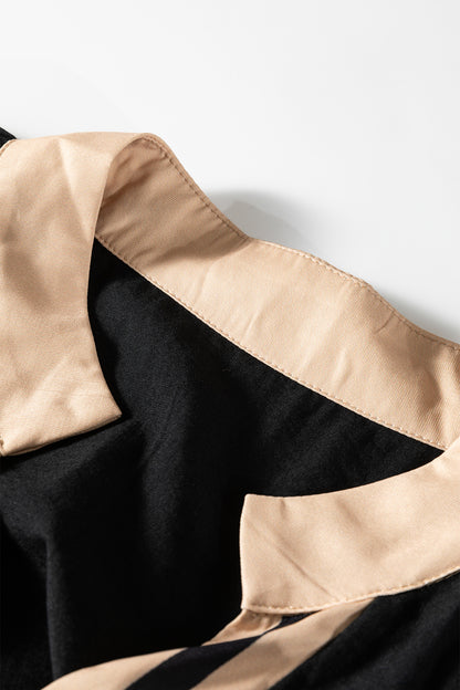 Plus Size Colorblock Stripe Trim V-Neck Dress