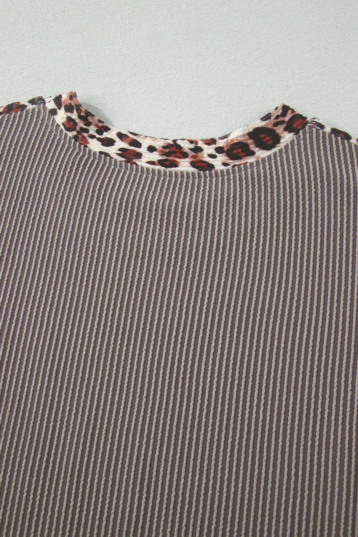 Leopard Trim Corded Top & Shorts Set