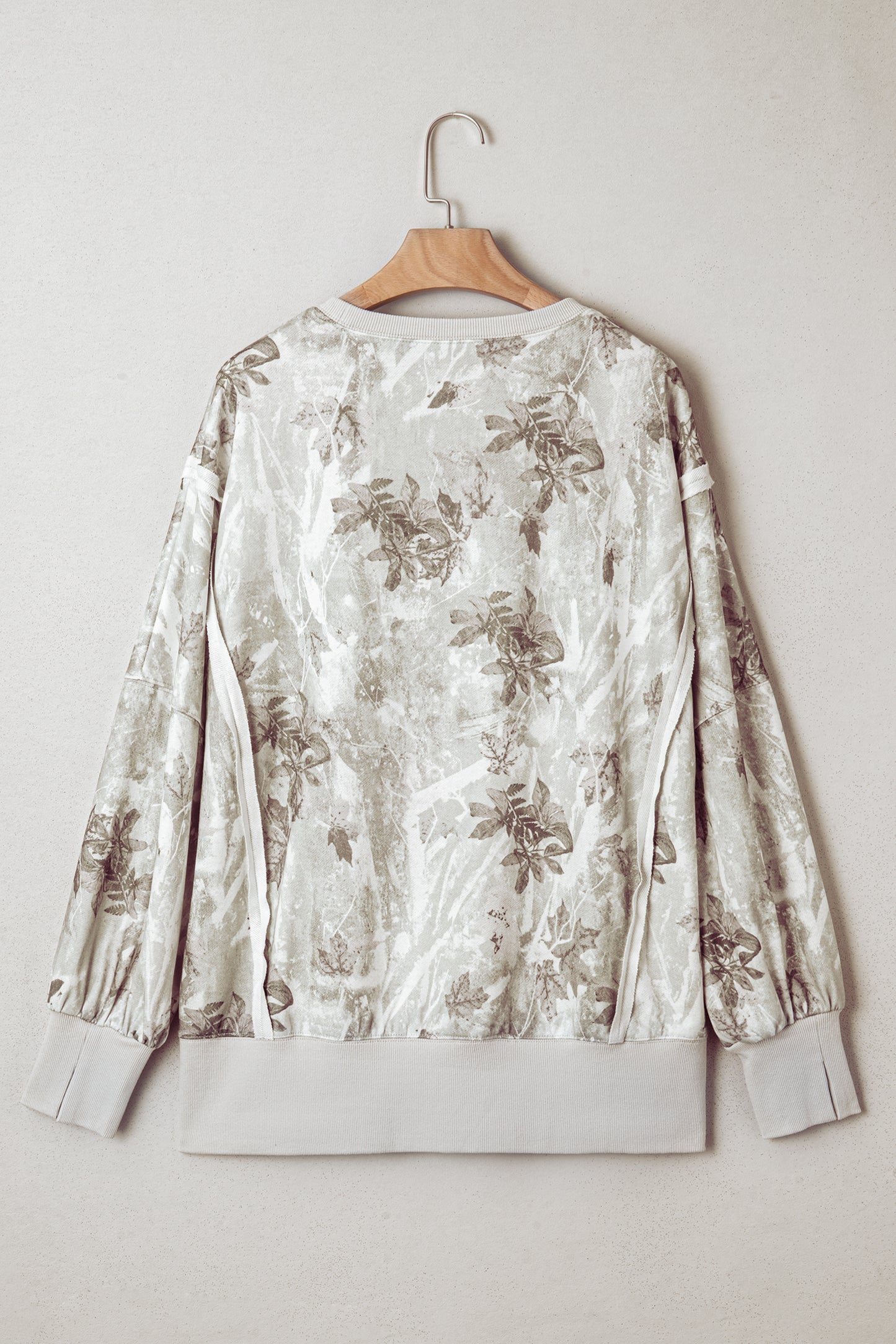 Leafy Camo Reverse Seam Patchwork Baggy Sweatshirt