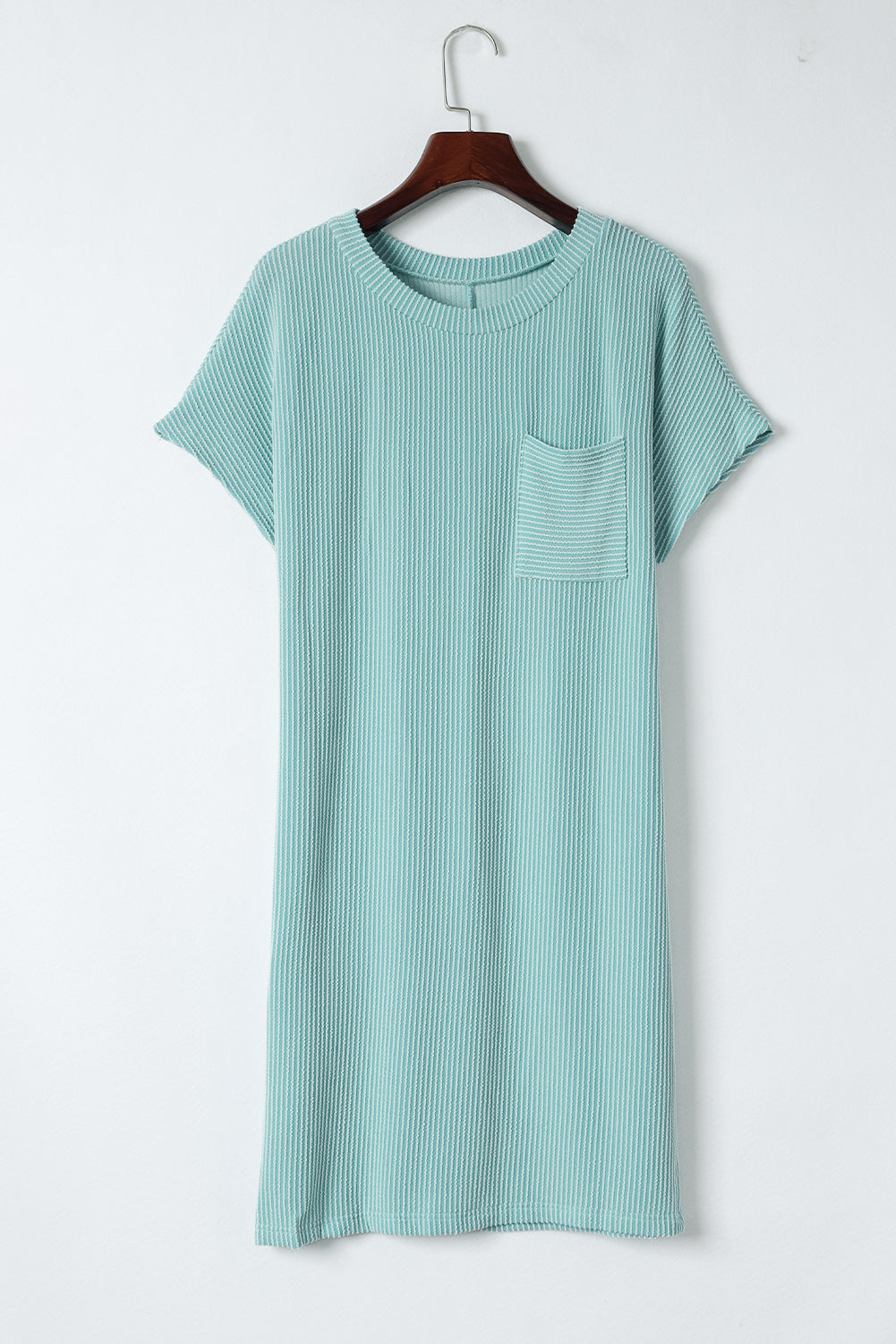 Ribbed Chest Pocket T-Shirt Dress