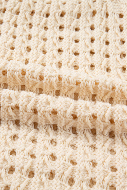 Hollowed Knit Zip Up Sweater Cardigan