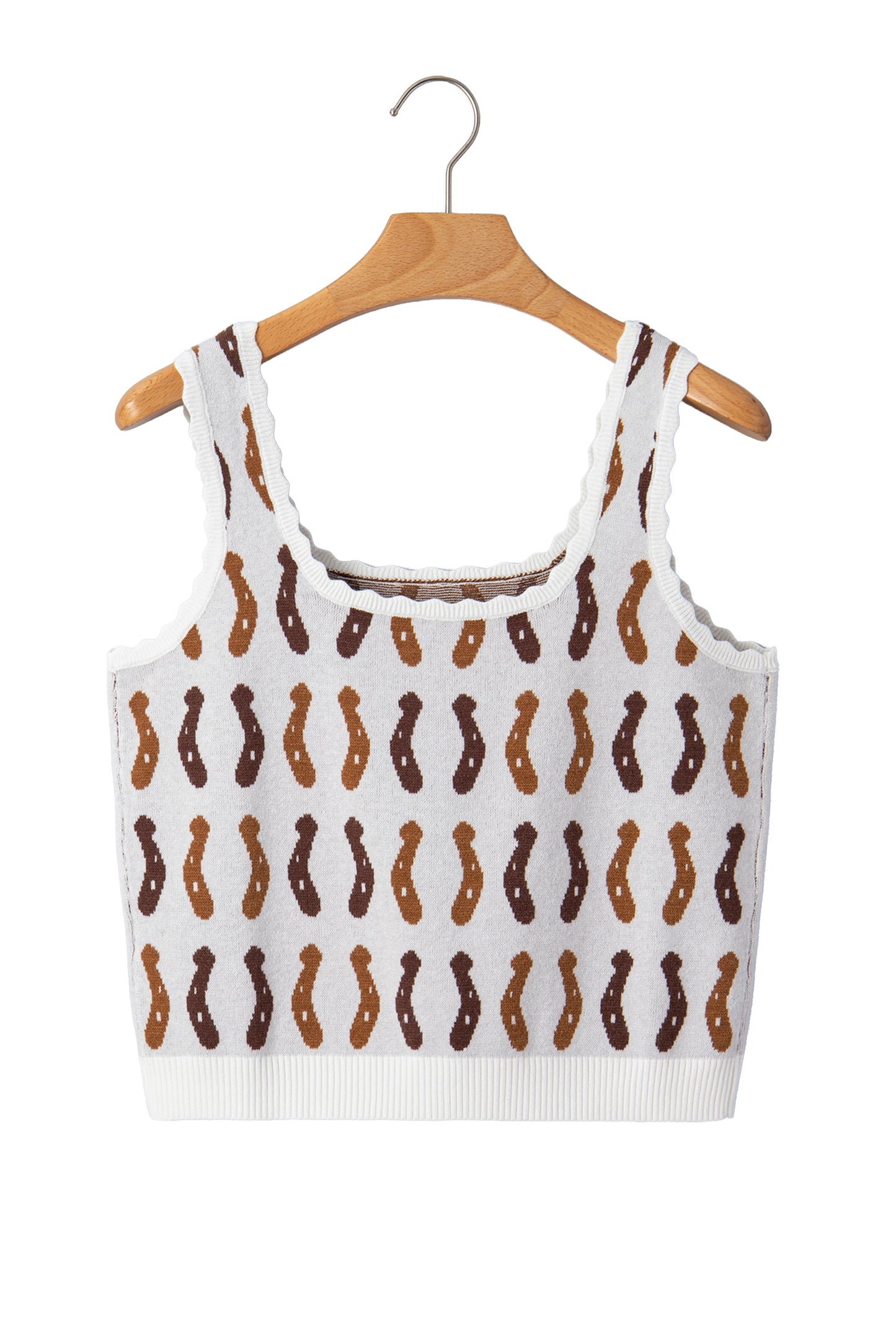 Western Horseshoe Scalloped Sleeveless Sweater Top