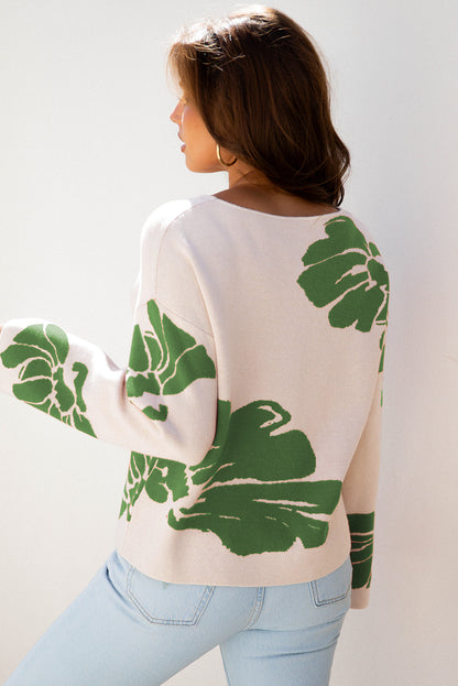 Floral Wide Long Sleeve Sweater