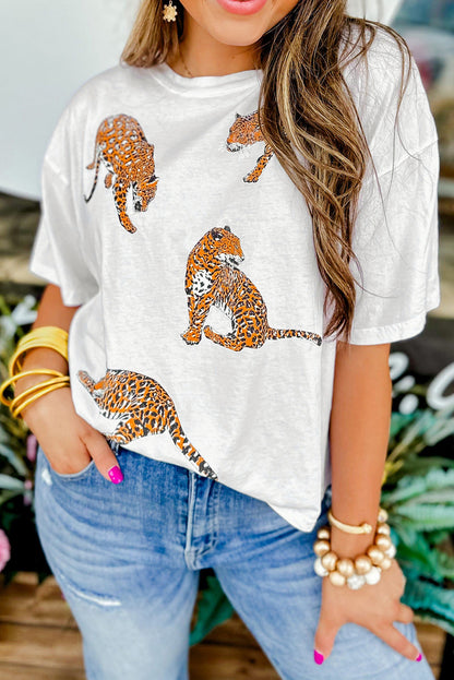 Leopard Drop Shoulder T-Shirt