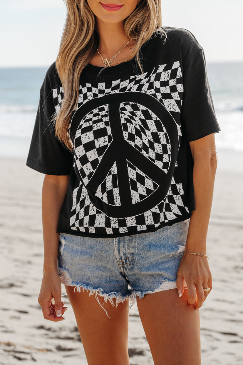 Checker Peace Short Sleeve T-Shirt