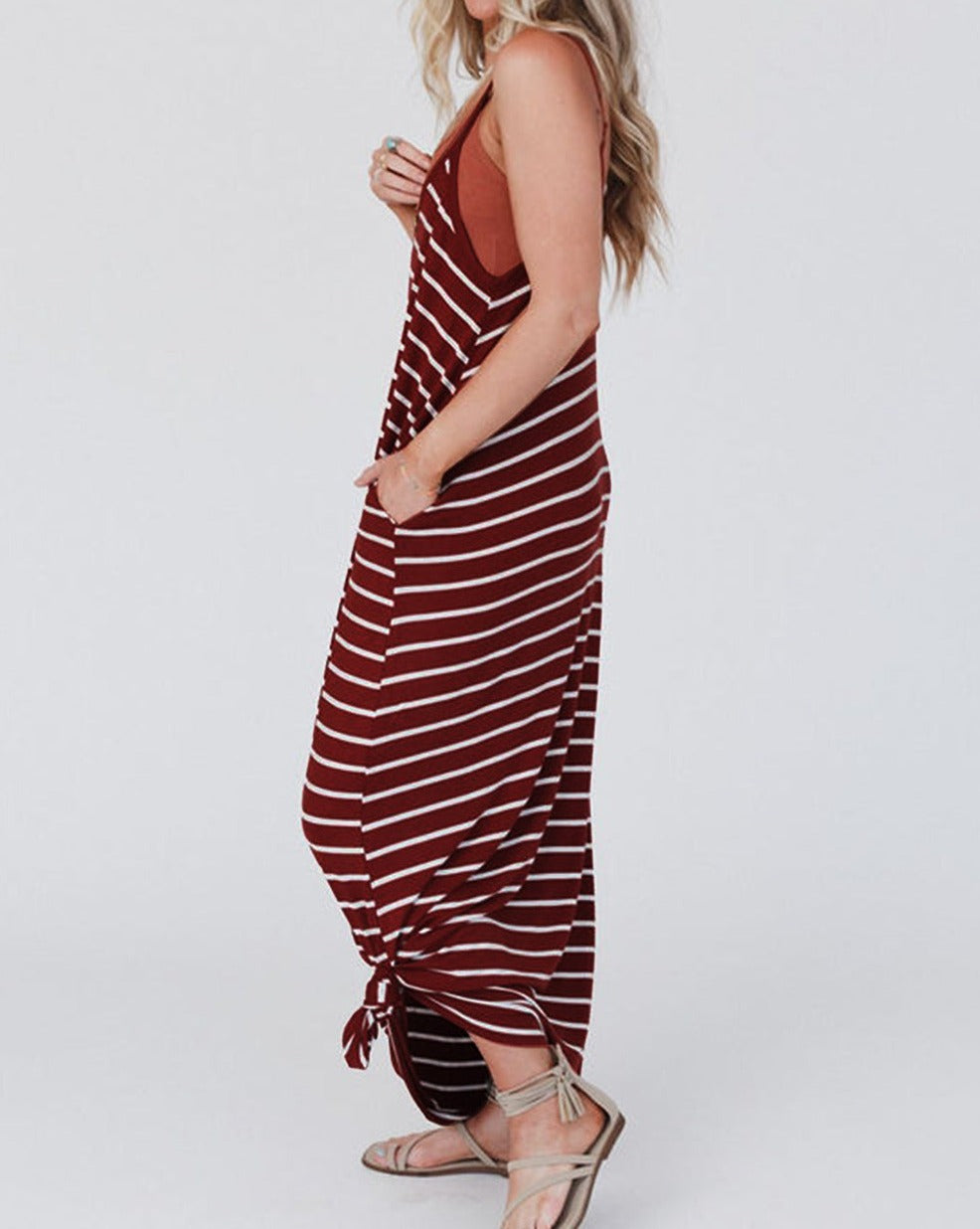 Stripe Spaghetti Straps Maxi Dress