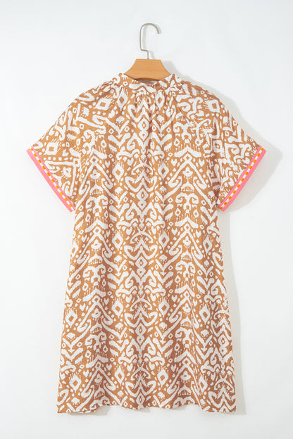 Western Stripe Colorblock Short Sleeve Mini Dress