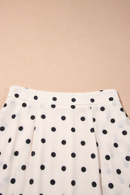 Polka Dot Ruffle Side Slit Maxi Skirt