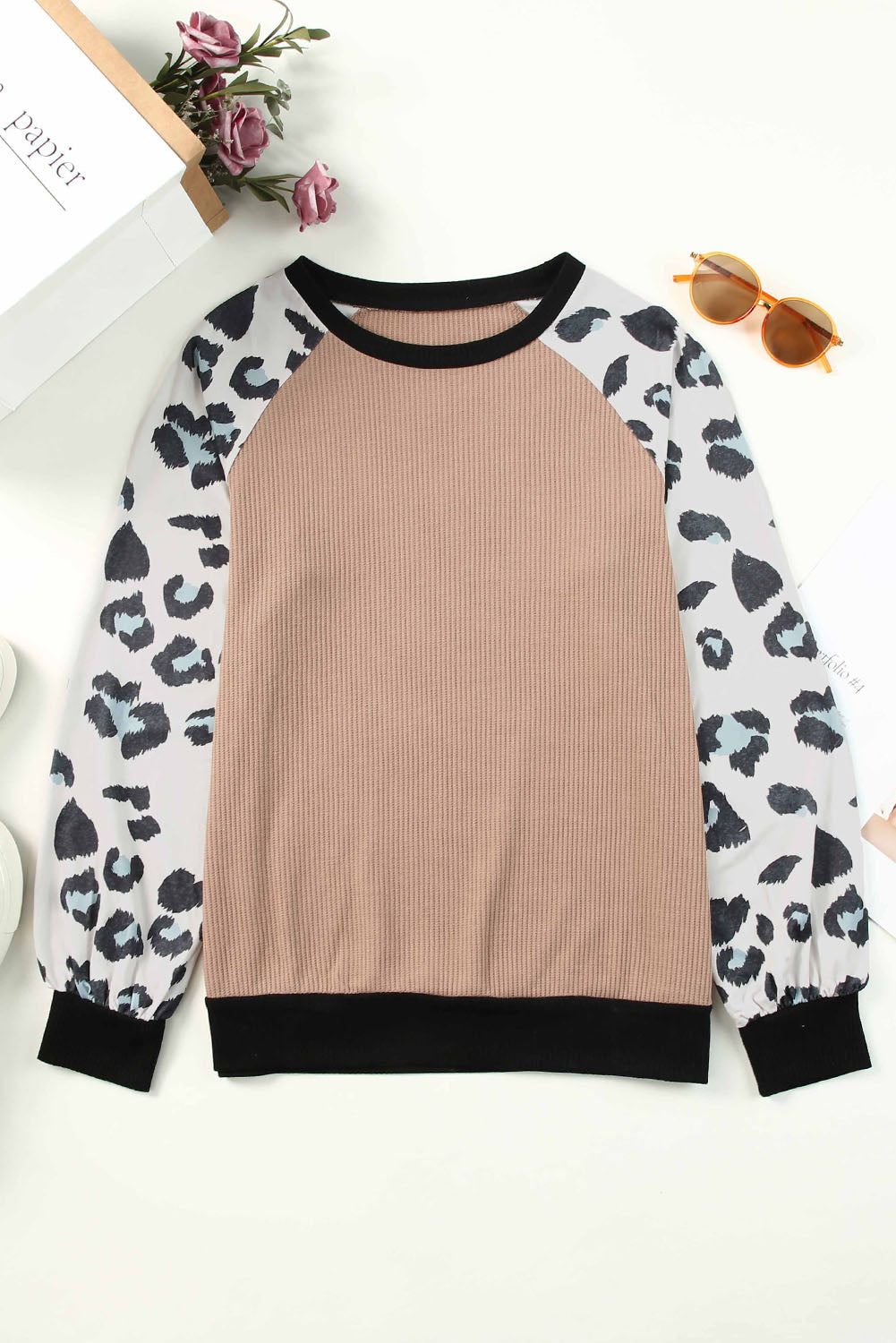 Leopard Colorblock Long Sleeve Top