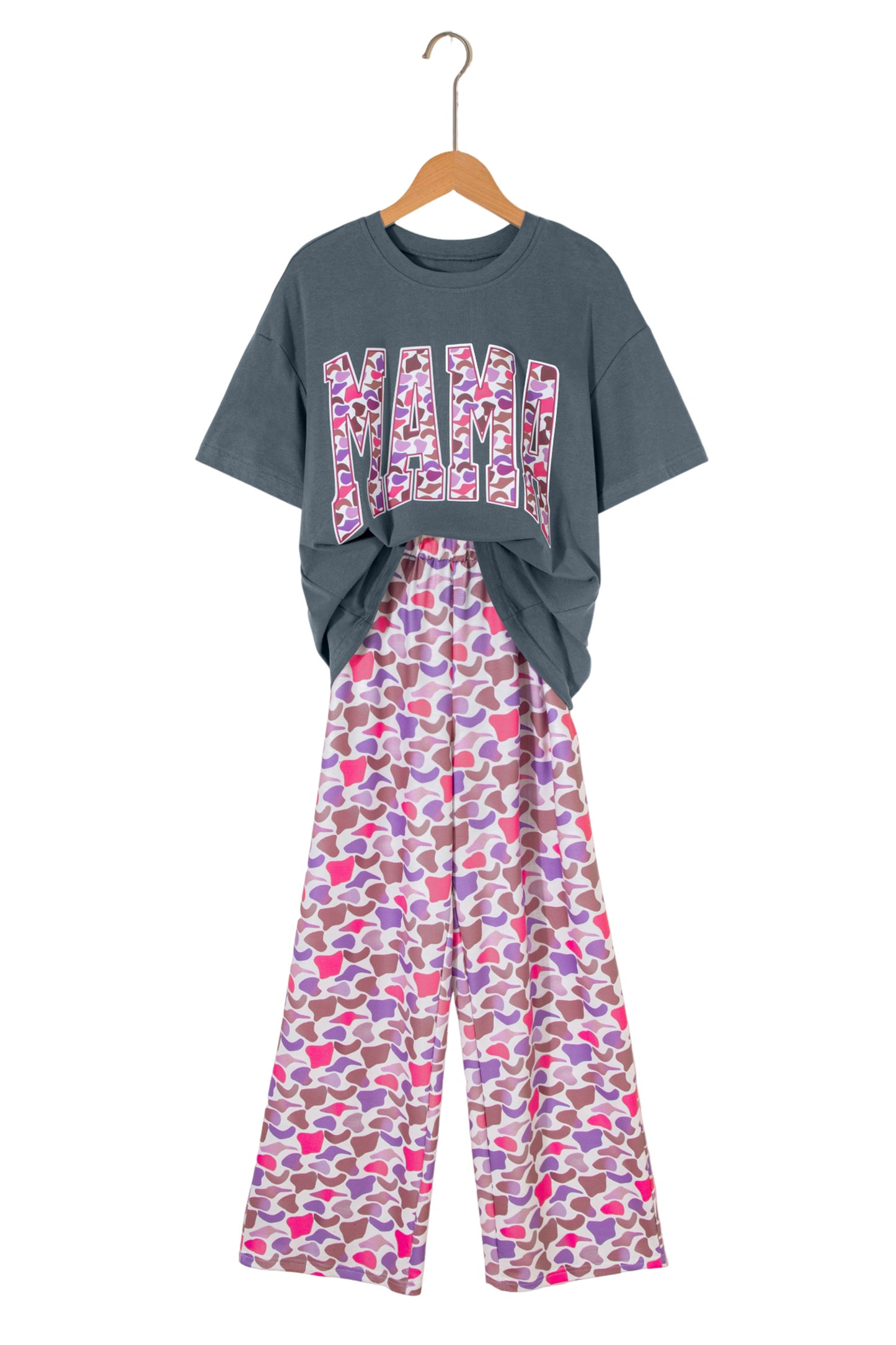 MAMA Camo Graphic Tee & Loose Pant Set