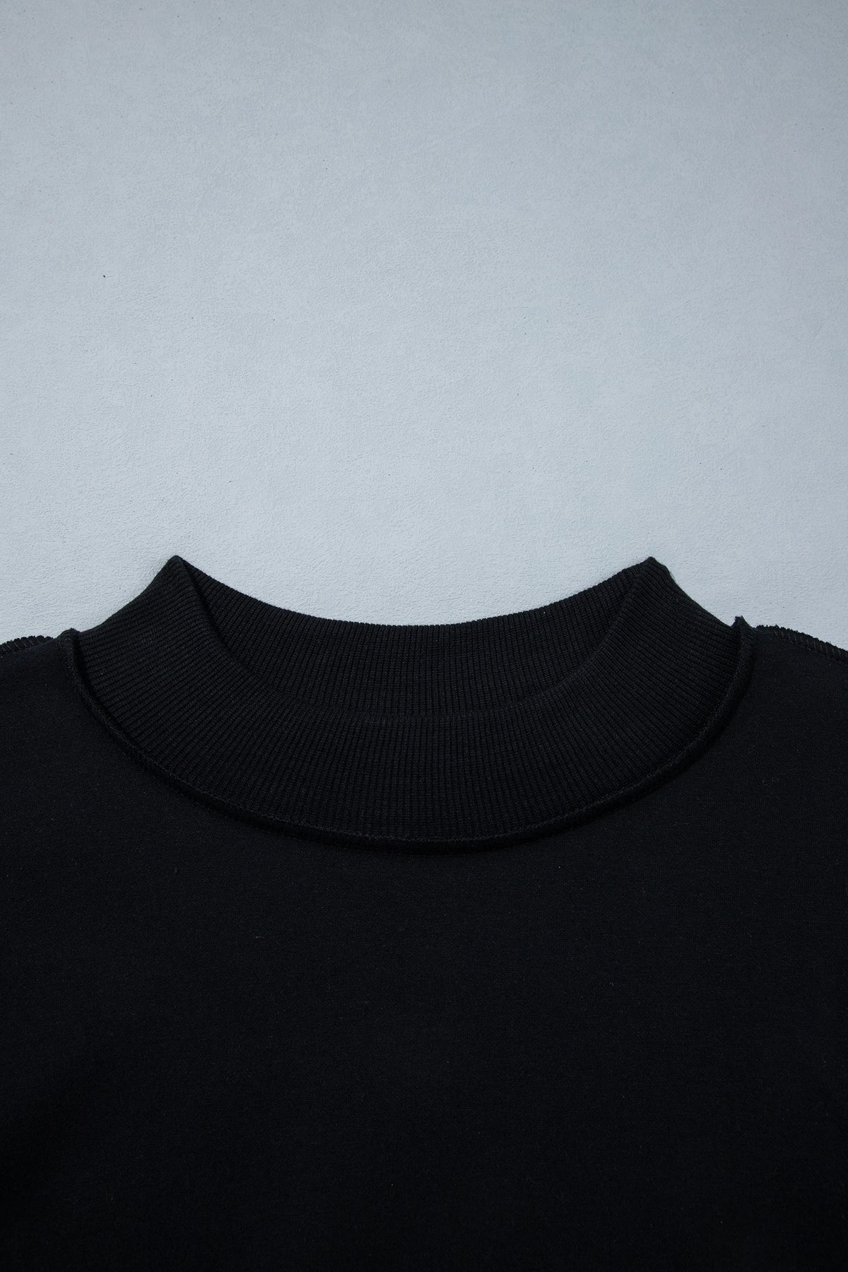 Solid Mock Neck Drop Shoulder Oversize Sweatshirt