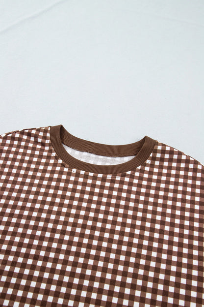 Gingham Patchwork Long Sleeve Top & Pant Set